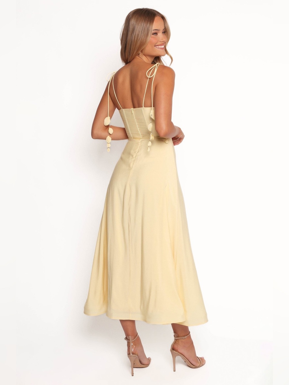 Petal & Pup Butter Yellow Corset Midi Dress | Size Small NWOT - Picture 3 of 11